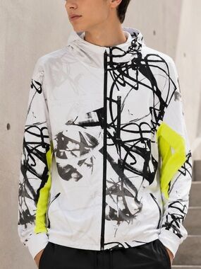 Under Armour HeatGear White Abstract Graphic Full Zip Hoodie Juniors Size L